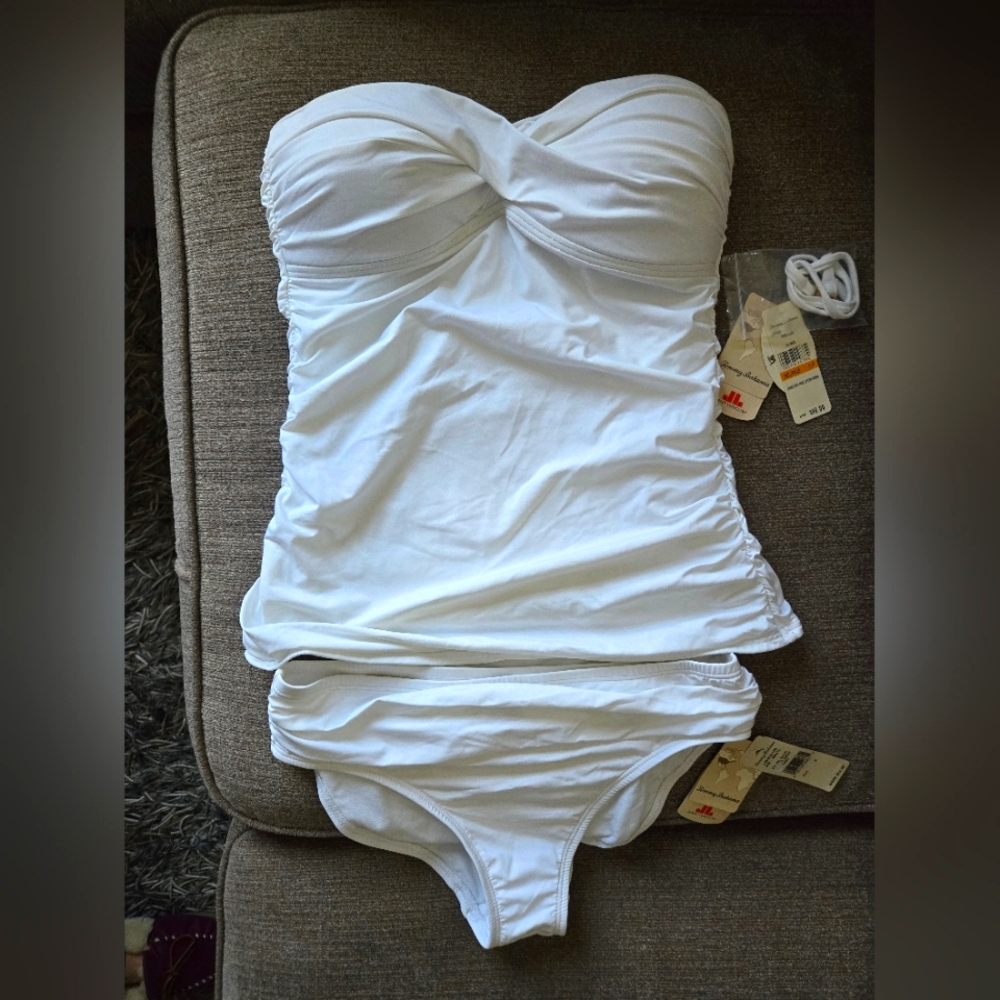2pc brand new women's Tommy Bahama tankini (white, sz S)